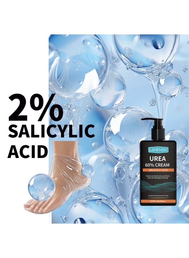 LANEMAY 60% Urea Cream with Salicylic Acid – Intensive Moisturizing for Extremely Dry, Rough, Cracked Skin on Hands & Feet, Non-Greasy, Fast-Absorbing Formula - Image 2